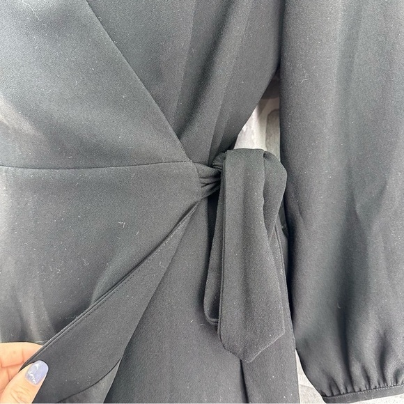 J. Crew Black Long Sleeve Wrap Dress Size 6 - Picture 5 of 11